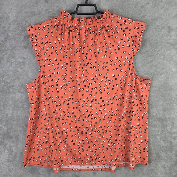Womens Monroe and Main Peach Dot Print Sleeveless Blouse Polyester Stretch 3X - Picture 5 of 8